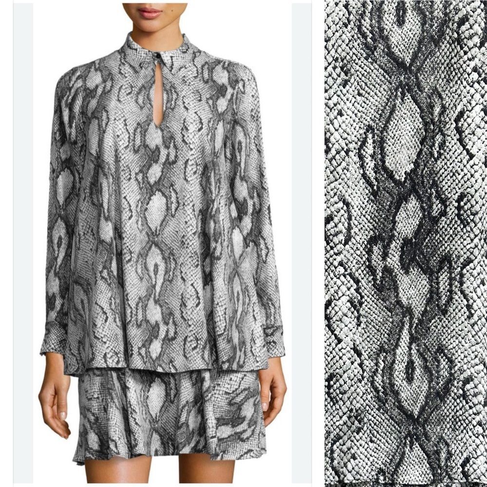 RACHEL ZOE Sharona Snakeskin Print Ruffle Shift Dress 6 S M